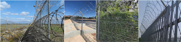 Razor barbed wire on the inner side of the existing fence